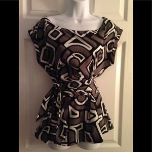 NY & Company Short Sleeve Tie Wrap Blouse